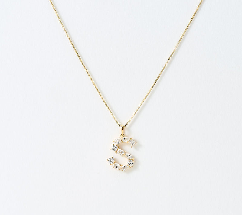 Fire Light Lab Grown Diamonds 1.00 cttw Fancy Shape Initial Necklace Yellow — View 50
