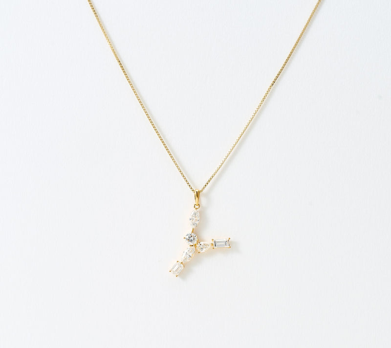 Fire Light Lab Grown Diamonds 1.00 cttw Fancy Shape Initial Necklace Yellow — View 56