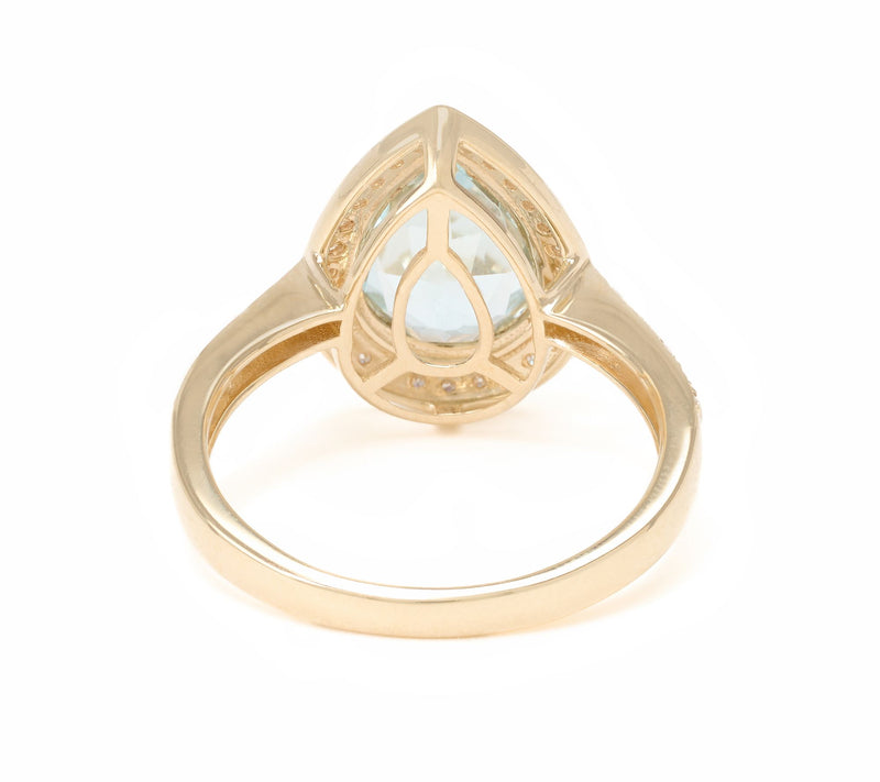 Color by Jeff Moseley Aquamarine Halo Pear Ring, 14K Gold — View 3