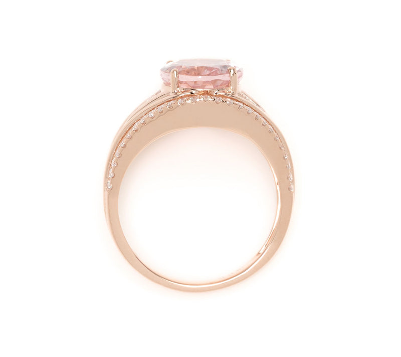 Color by Jeff Moseley Pink Morganite Center Stone Ring, 14K Gold — View 3