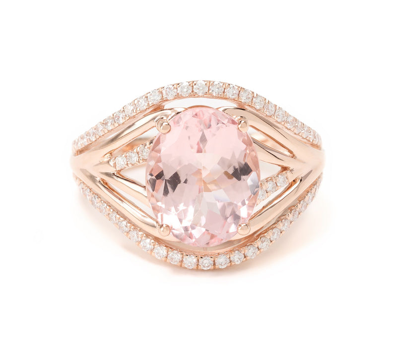 Color by Jeff Moseley Pink Morganite Center Stone Ring, 14K Gold — Main view