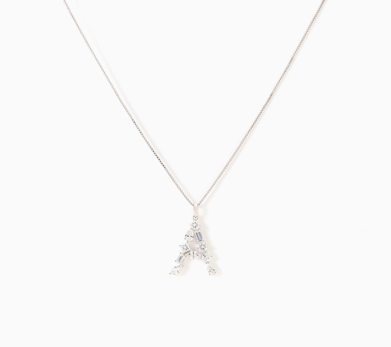 Fire Light Lab Grown Diamonds 1.00 cttw Fancy Shape Initial Necklace Silver — Main view