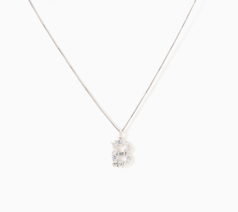 Fire Light Lab Grown Diamonds 1.00 cttw Fancy Shape Initial Necklace Silver — View 32