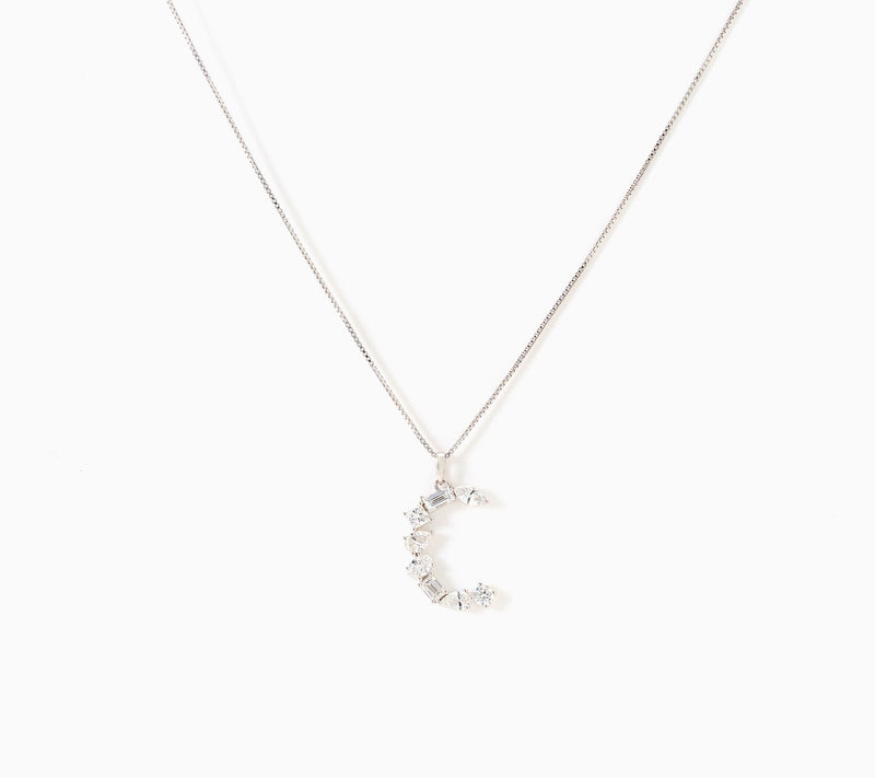 Fire Light Lab Grown Diamonds 1.00 cttw Fancy Shape Initial Necklace Silver — View 33