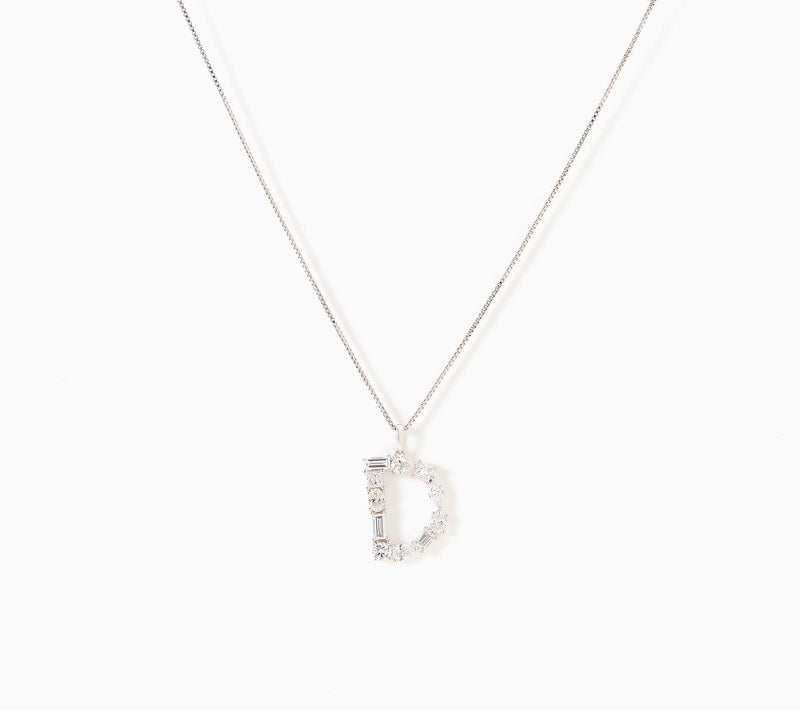 Fire Light Lab Grown Diamonds 1.00 cttw Fancy Shape Initial Necklace Silver — View 34