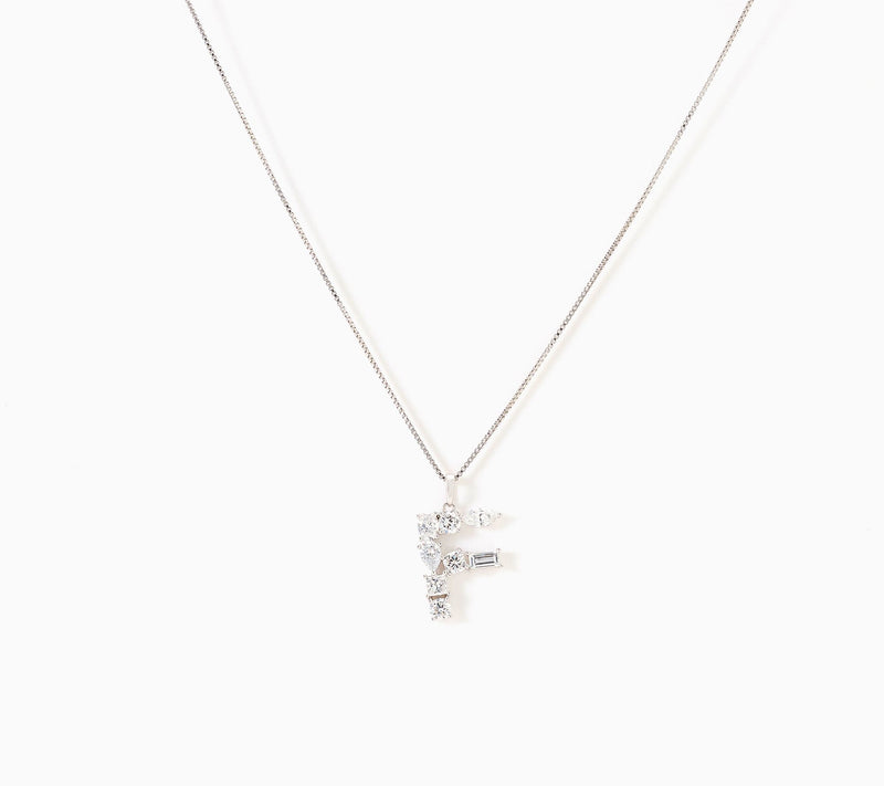 Fire Light Lab Grown Diamonds 1.00 cttw Fancy Shape Initial Necklace Silver — View 36