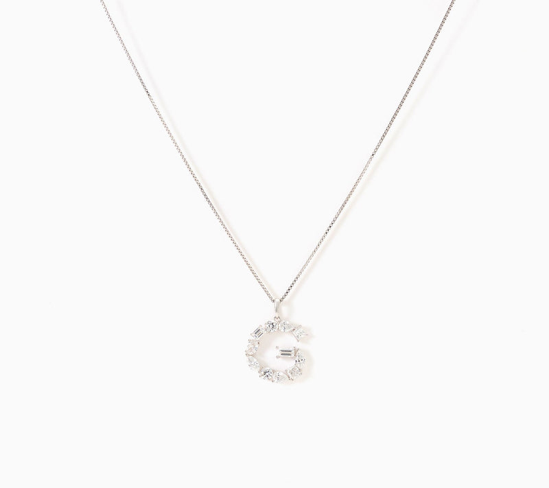 Fire Light Lab Grown Diamonds 1.00 cttw Fancy Shape Initial Necklace Silver — View 37