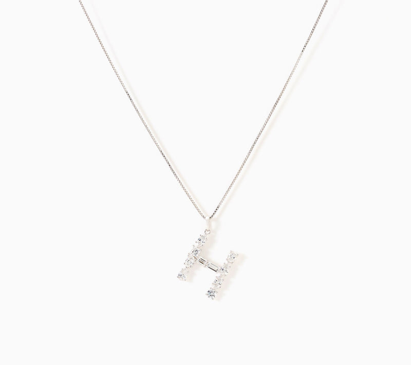 Fire Light Lab Grown Diamonds 1.00 cttw Fancy Shape Initial Necklace Silver — View 38