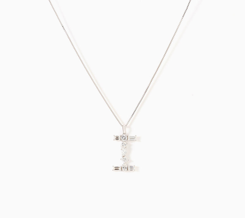 Fire Light Lab Grown Diamonds 1.00 cttw Fancy Shape Initial Necklace Silver — View 39