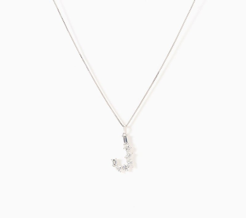 Fire Light Lab Grown Diamonds 1.00 cttw Fancy Shape Initial Necklace Silver — View 40