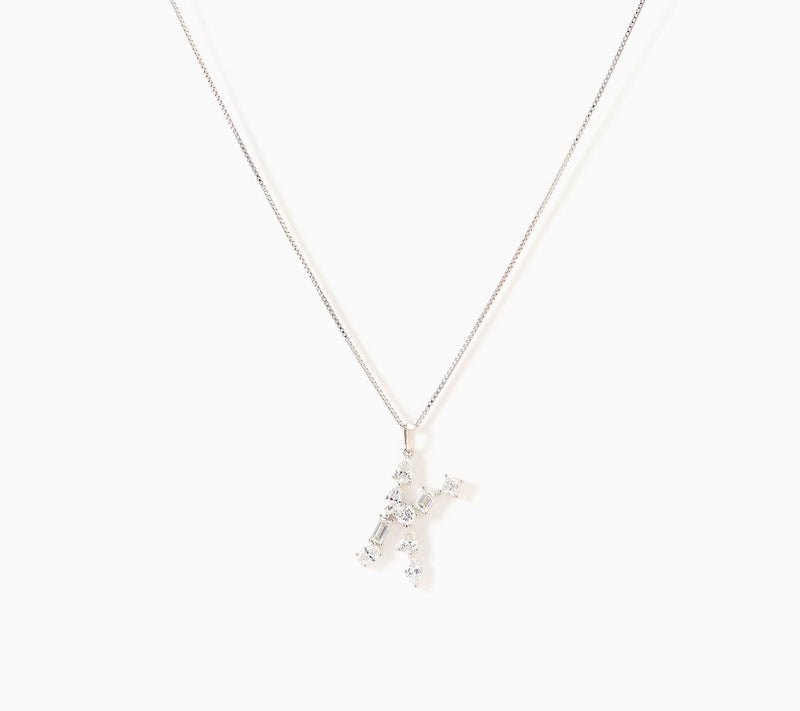 Fire Light Lab Grown Diamonds 1.00 cttw Fancy Shape Initial Necklace Silver — View 41