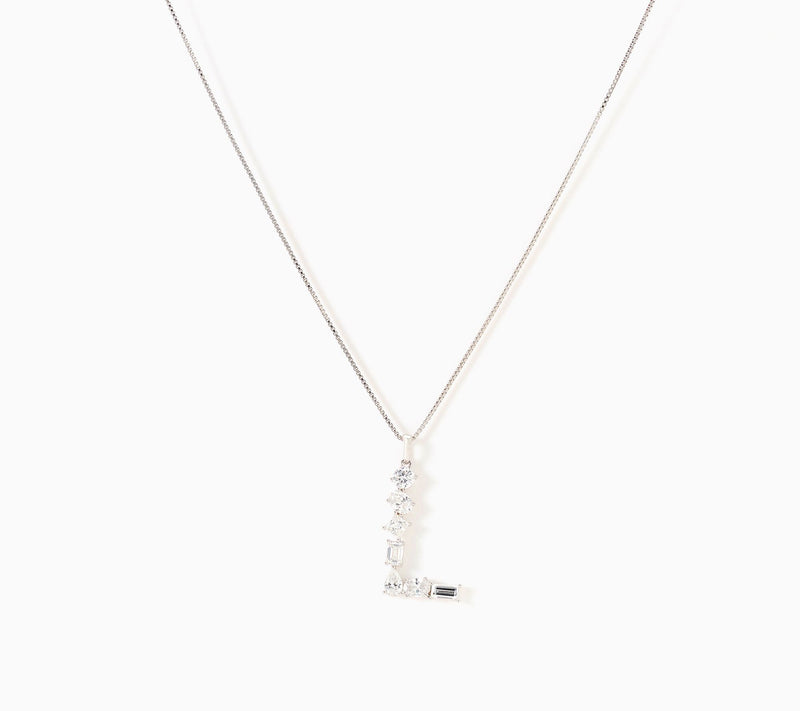 Fire Light Lab Grown Diamonds 1.00 cttw Fancy Shape Initial Necklace Silver — View 42