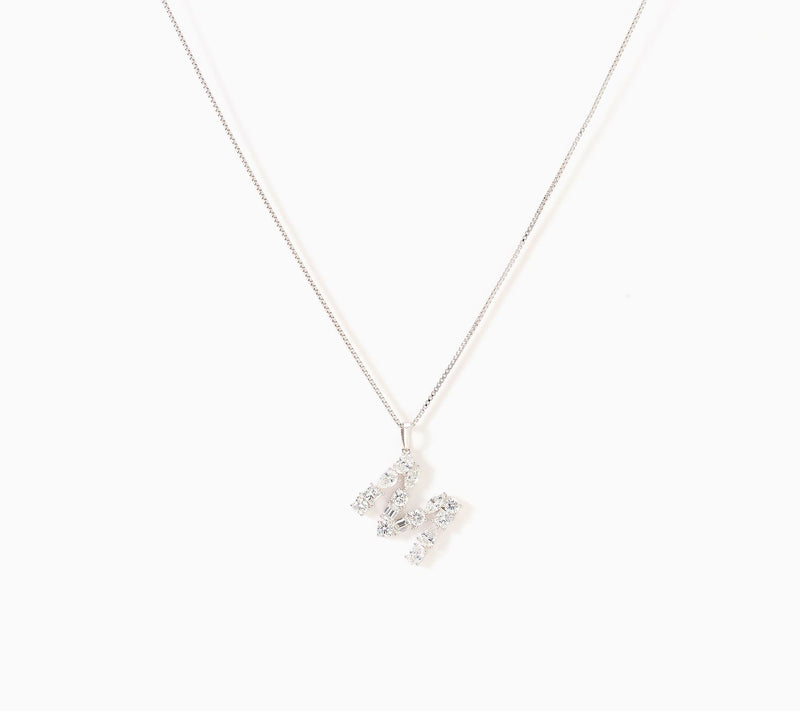 Fire Light Lab Grown Diamonds 1.00 cttw Fancy Shape Initial Necklace Silver — View 43