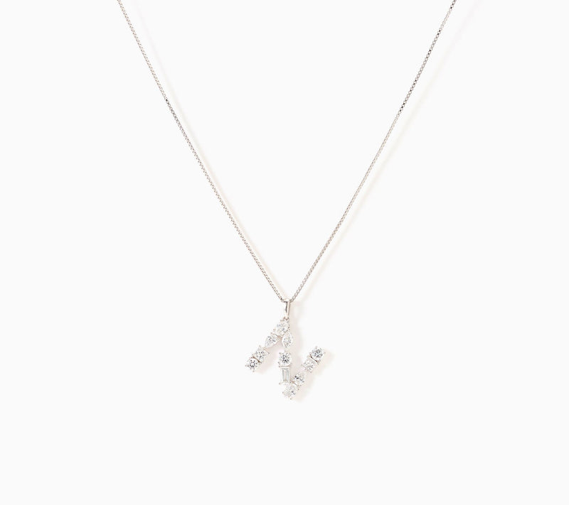 Fire Light Lab Grown Diamonds 1.00 cttw Fancy Shape Initial Necklace Silver — View 44