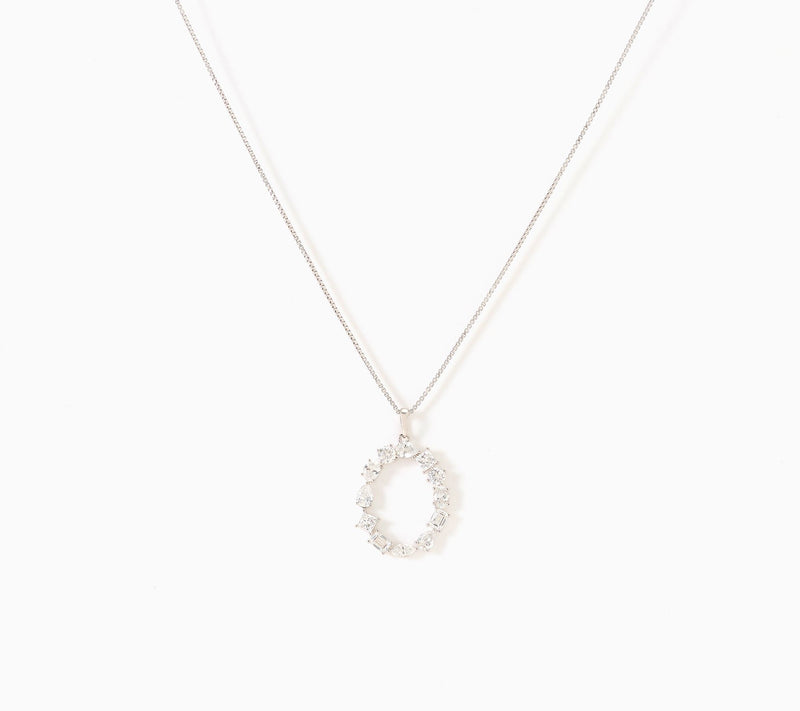 Fire Light Lab Grown Diamonds 1.00 cttw Fancy Shape Initial Necklace Silver — View 45