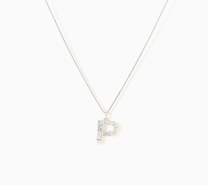 Fire Light Lab Grown Diamonds 1.00 cttw Fancy Shape Initial Necklace Silver — View 46