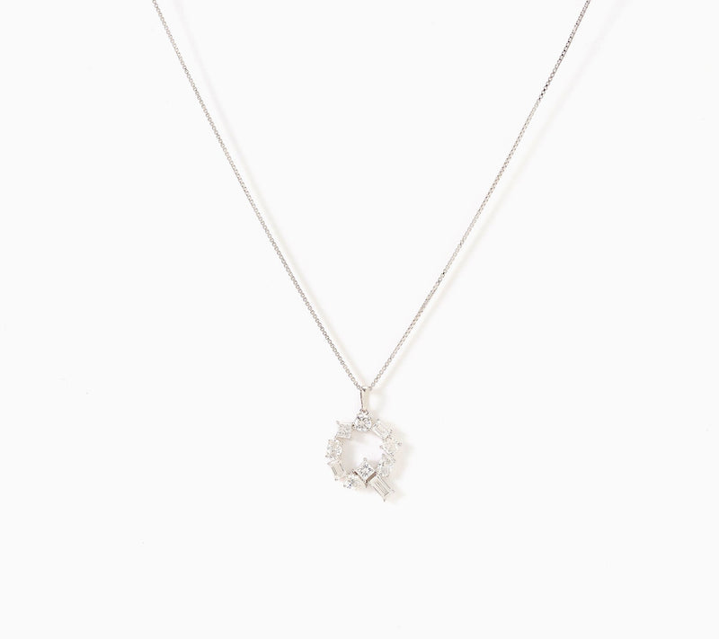 Fire Light Lab Grown Diamonds 1.00 cttw Fancy Shape Initial Necklace Silver — View 47