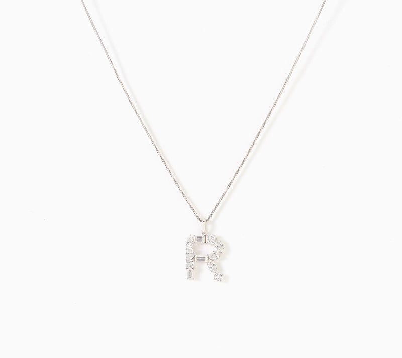 Fire Light Lab Grown Diamonds 1.00 cttw Fancy Shape Initial Necklace Silver — View 48