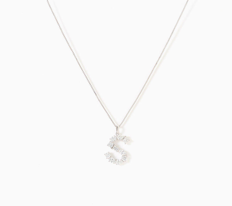 Fire Light Lab Grown Diamonds 1.00 cttw Fancy Shape Initial Necklace Silver — View 49