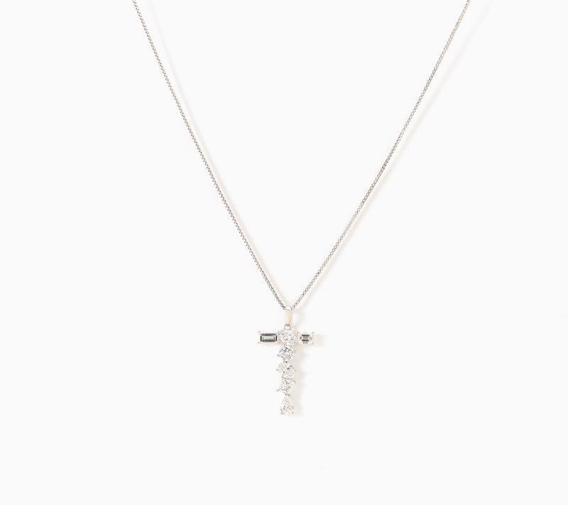 Fire Light Lab Grown Diamonds 1.00 cttw Fancy Shape Initial Necklace Silver — View 50