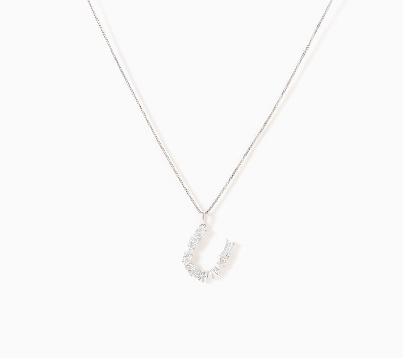 Fire Light Lab Grown Diamonds 1.00 cttw Fancy Shape Initial Necklace Silver — View 51