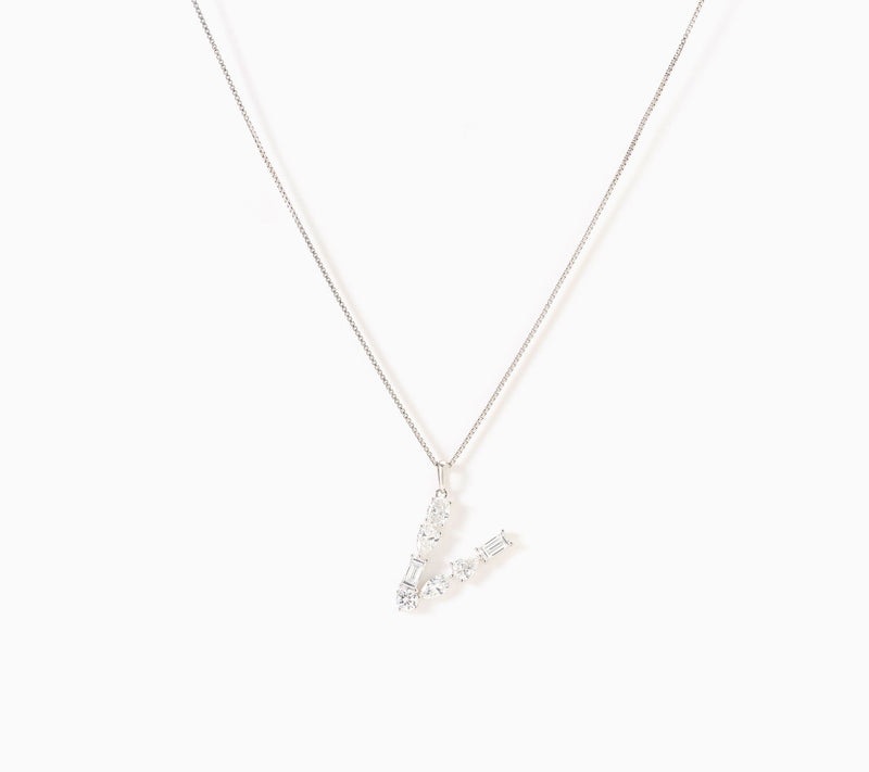 Fire Light Lab Grown Diamonds 1.00 cttw Fancy Shape Initial Necklace Silver — View 52
