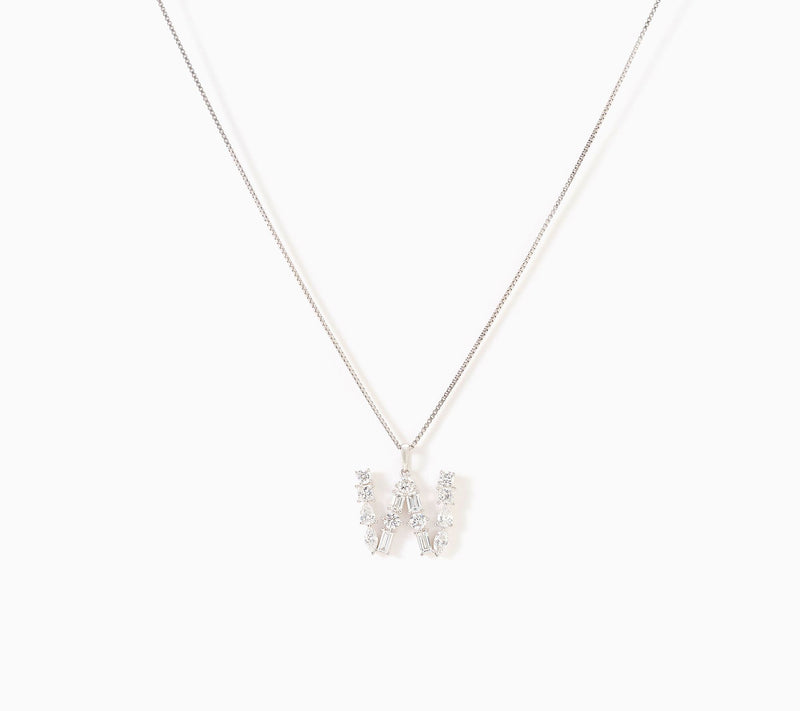 Fire Light Lab Grown Diamonds 1.00 cttw Fancy Shape Initial Necklace Silver — View 53