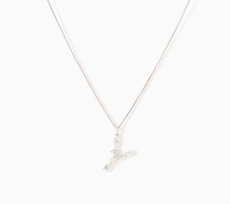 Fire Light Lab Grown Diamonds 1.00 cttw Fancy Shape Initial Necklace Silver — View 55
