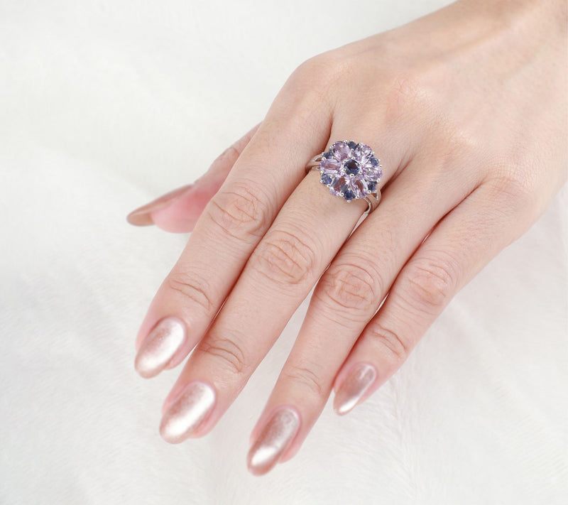 Ariva Sterling Silver Amethyst & Iolite Aster Ring — View 5