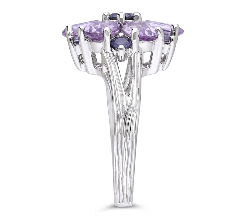 Ariva Sterling Silver Amethyst & Iolite Aster Ring — View 3