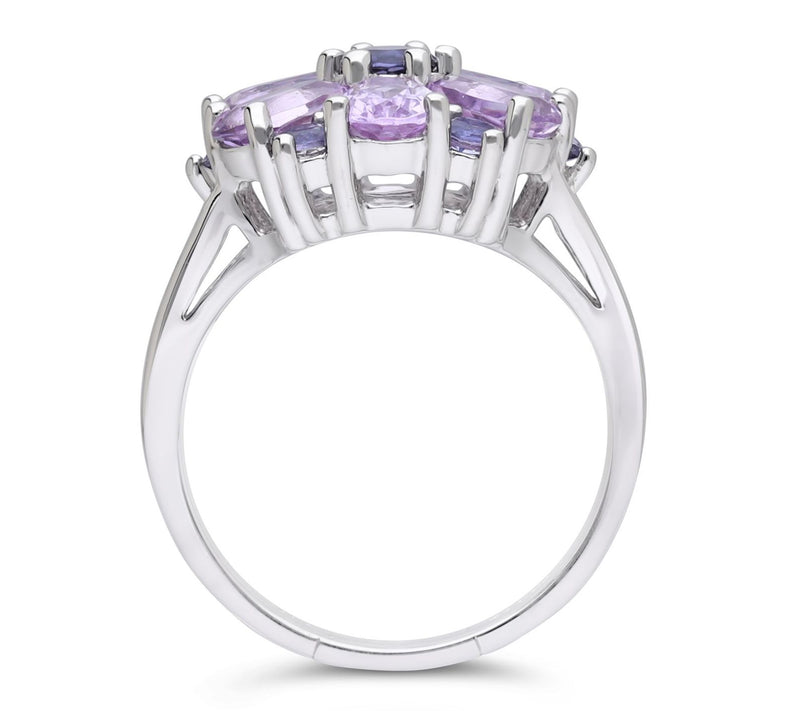 Ariva Sterling Silver Amethyst & Iolite Aster Ring — View 2