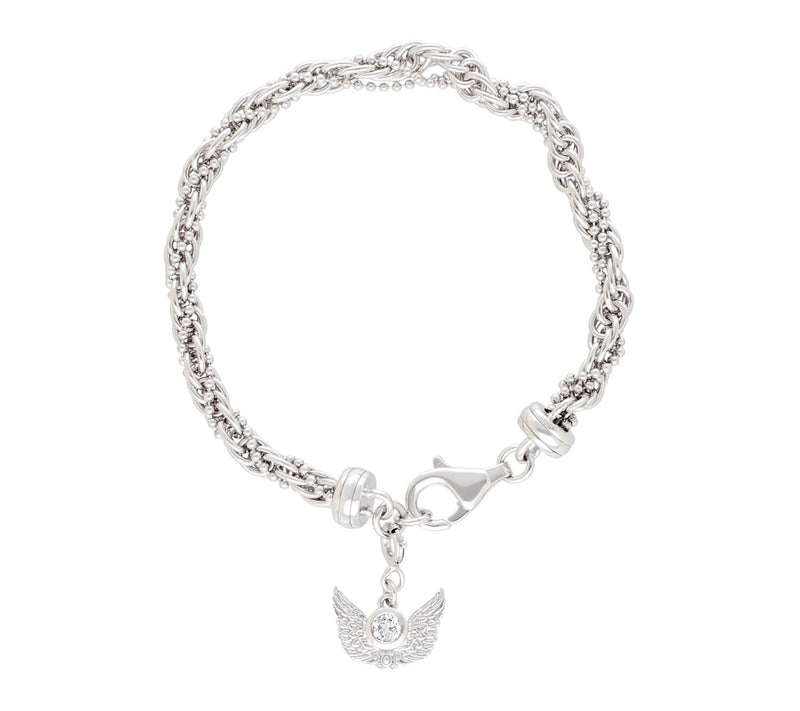 Goddaughters Sterling White Topaz Angel Wings Bracelet — Main view