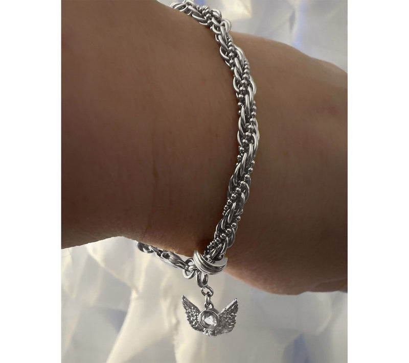 Goddaughters Sterling White Topaz Angel Wings Bracelet — View 5