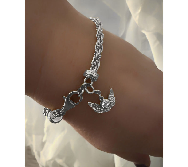 Goddaughters Sterling White Topaz Angel Wings Bracelet — View 4