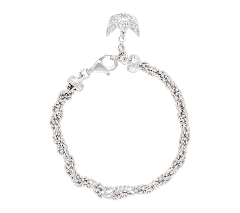Goddaughters Sterling White Topaz Angel Wings Bracelet — View 2