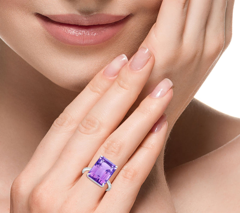 Effy Amethyst & White Sapphire Ring, Sterling Silver — View 4