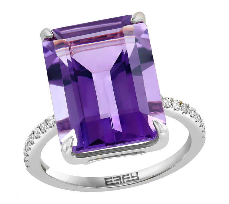 Effy Amethyst & White Sapphire Ring, Sterling Silver — Main view