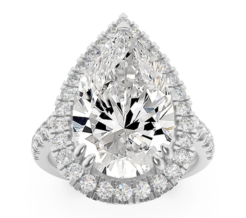 Fire Light 3.00 cttw Lab Grown Diamond Pear C ut Ring, 14K Go — Main view