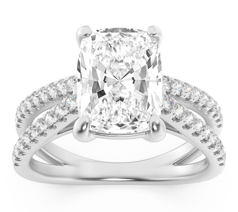 Fire Light 2.25 cttw Lab Grown Diamond Cushio n Cut Ring, 14K — Main view