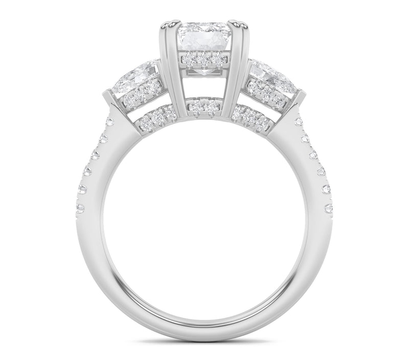 Fire Light 3.00 cttw Lab Grown Diamond EmeraldCut Ring, 14K — View 2