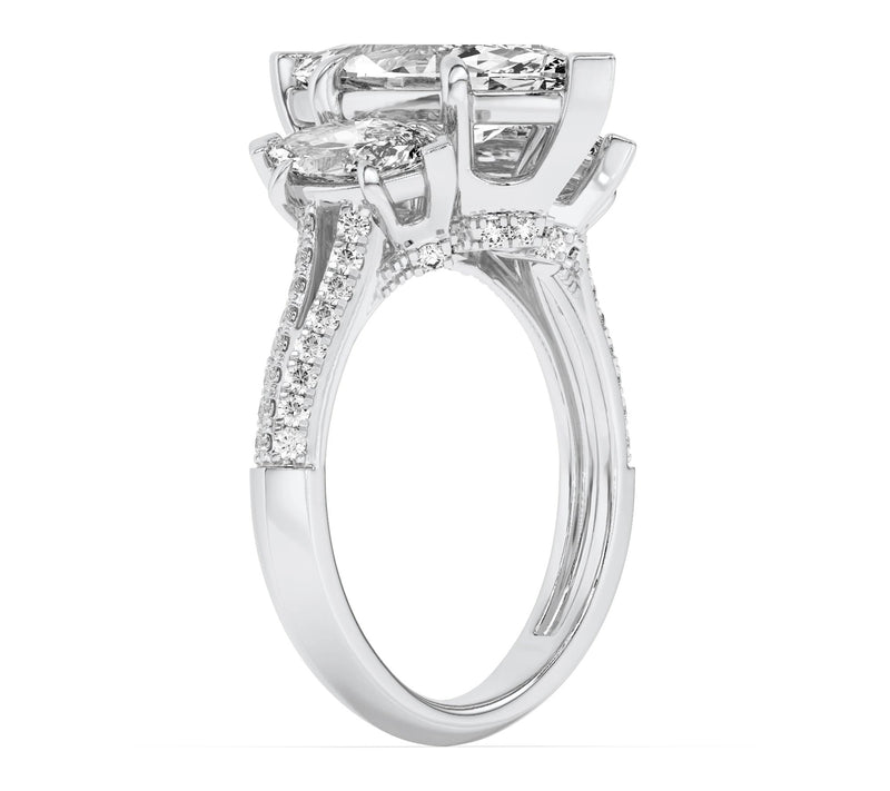 Fire Light Lab Grown Diamond Triple Marquise Ring, 14K Gold — View 4