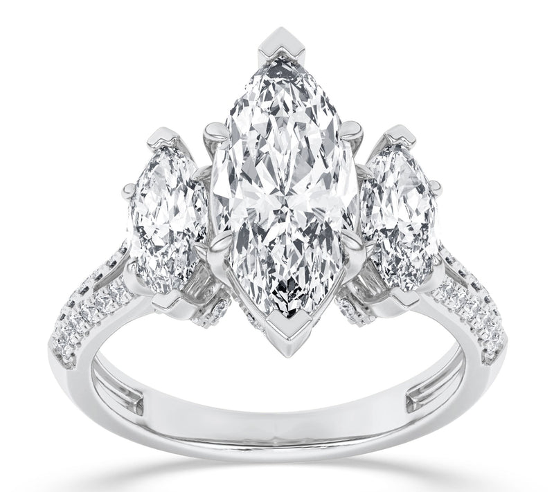 Fire Light Lab Grown Diamond Triple Marquise Ring, 14K Gold — View 6