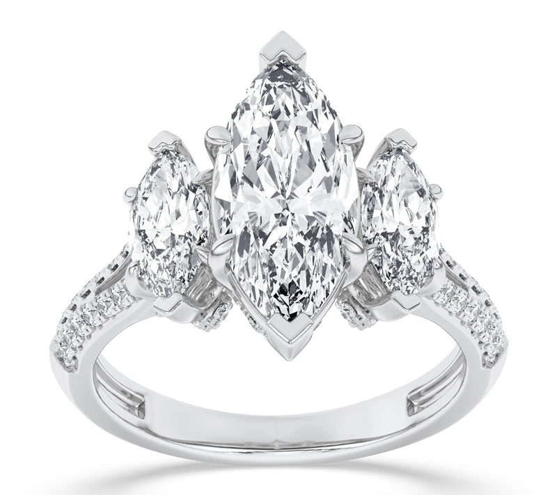Fire Light Lab Grown Diamond Triple Marquise Ring, 14K Gold — Main view