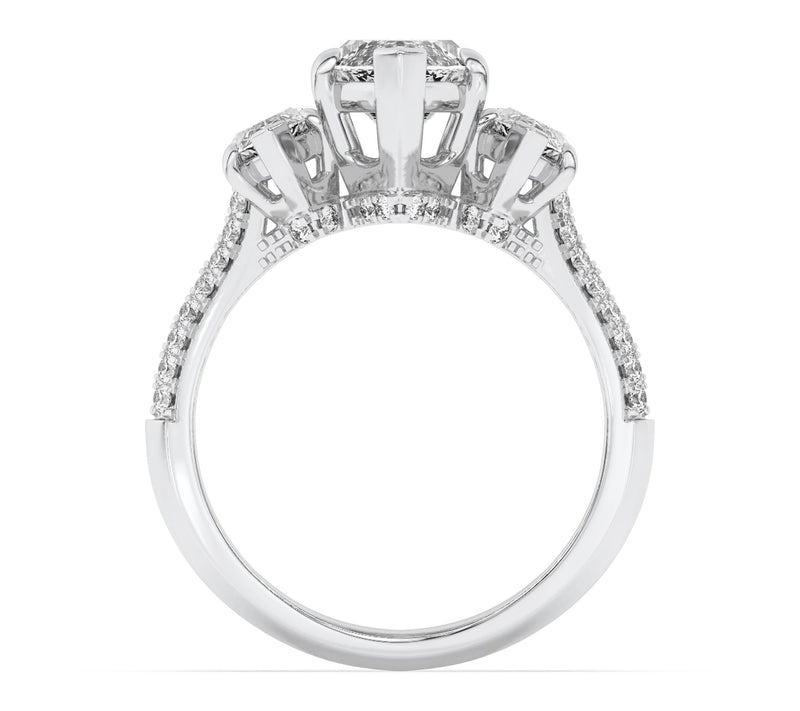Fire Light Lab Grown Diamond Triple Marquise Ring, 14K Gold — View 3