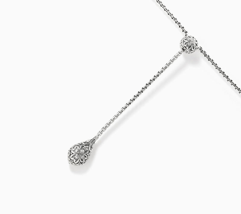 JAI Sterling Silver Heritage Lotus Y Box Chain Necklace, 22.4g — View 2