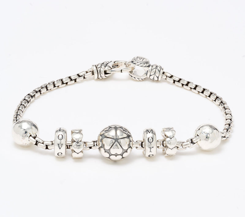 JAI Sterling Silver Symbols of Love Love More Bracelet, 15.3g — Main view