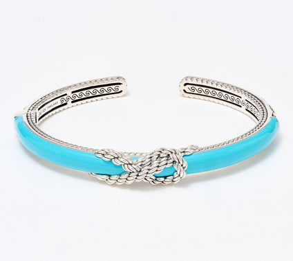 JAI Ireland Sterling Silver Cara Rope Enamel Cuff, 27g