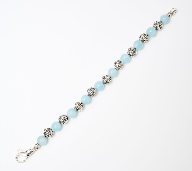 JAI Sterling Silver Aquamarine Floral Bead Bracelet — View 2