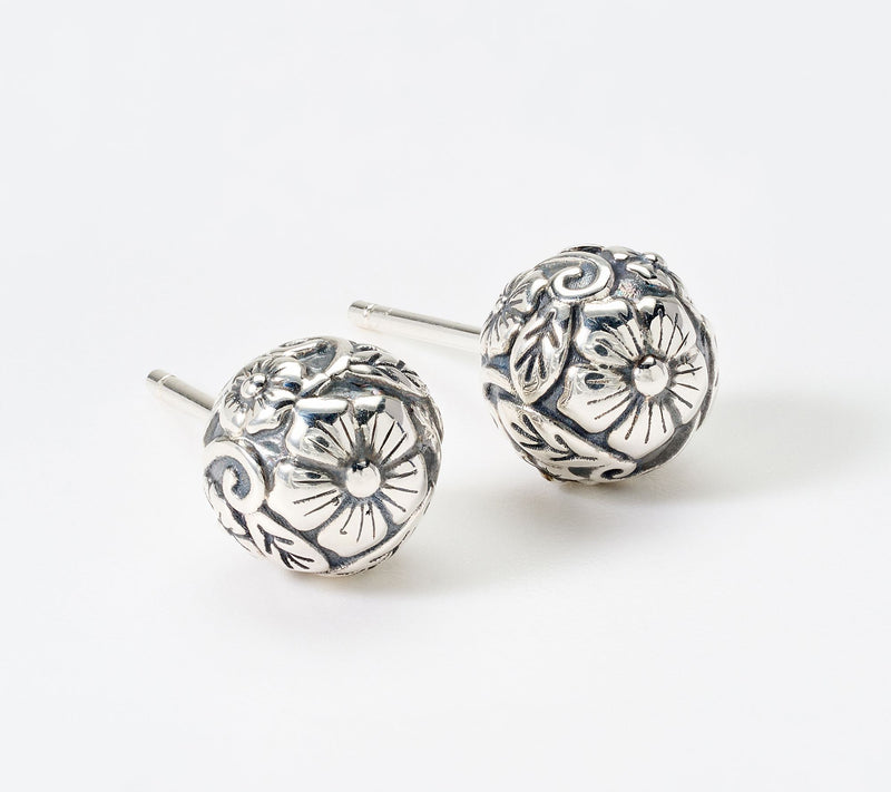 JAI Sterling Silver Floral Bead 8.0mm Stud Earrings — Main view