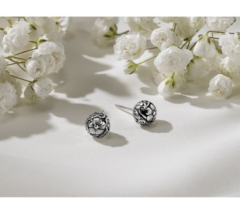 JAI Sterling Silver Floral Bead 8.0mm Stud Earrings — View 3